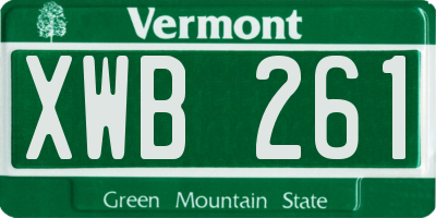 VT license plate XWB261