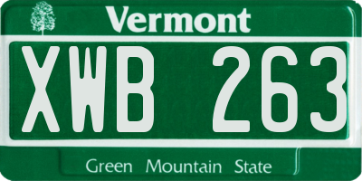 VT license plate XWB263