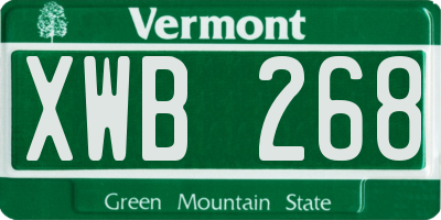 VT license plate XWB268