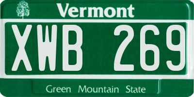VT license plate XWB269
