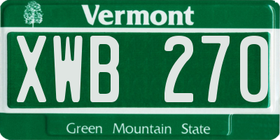 VT license plate XWB270