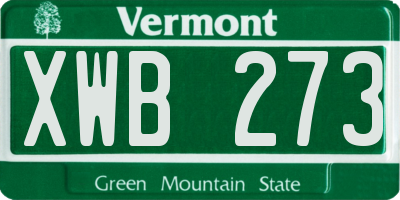VT license plate XWB273