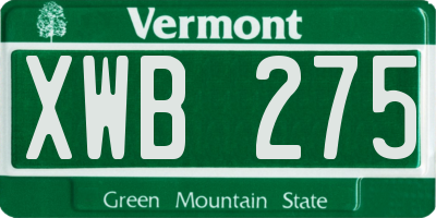 VT license plate XWB275