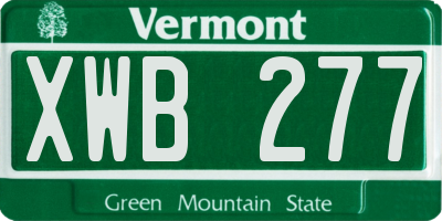 VT license plate XWB277