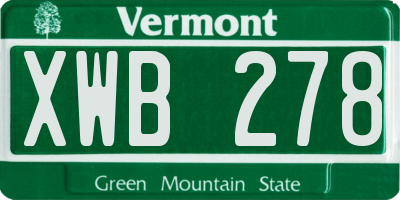 VT license plate XWB278