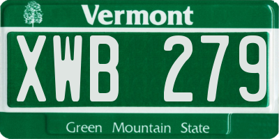 VT license plate XWB279