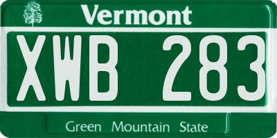 VT license plate XWB283
