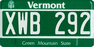 VT license plate XWB292