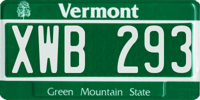 VT license plate XWB293