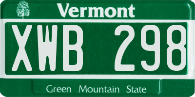 VT license plate XWB298