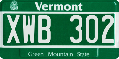 VT license plate XWB302