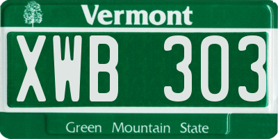 VT license plate XWB303