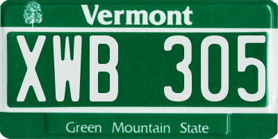 VT license plate XWB305