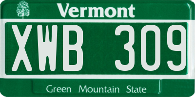 VT license plate XWB309