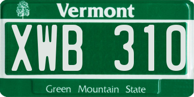 VT license plate XWB310
