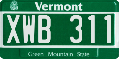 VT license plate XWB311