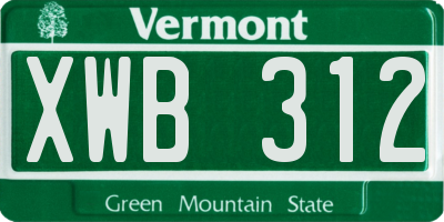 VT license plate XWB312