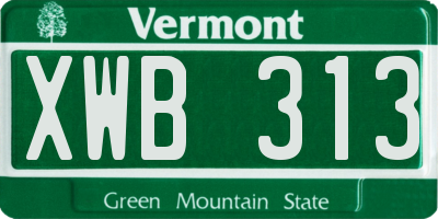 VT license plate XWB313
