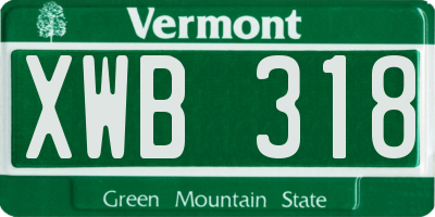 VT license plate XWB318