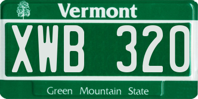VT license plate XWB320