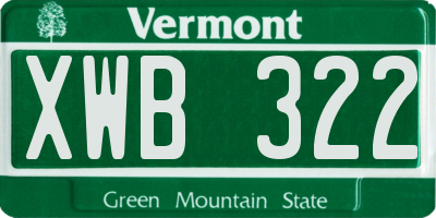 VT license plate XWB322