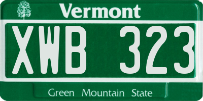 VT license plate XWB323