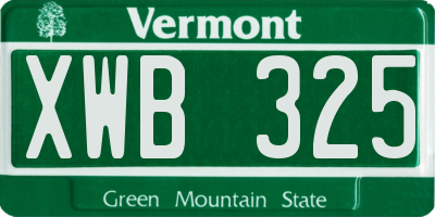VT license plate XWB325