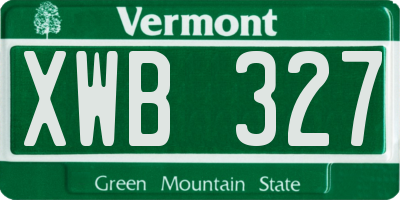 VT license plate XWB327