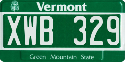 VT license plate XWB329