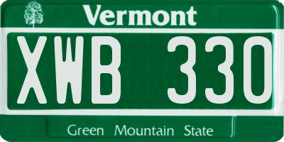 VT license plate XWB330