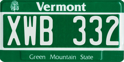 VT license plate XWB332