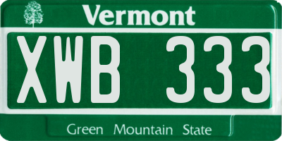 VT license plate XWB333