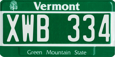 VT license plate XWB334