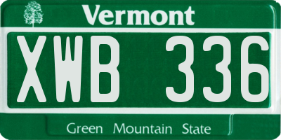 VT license plate XWB336