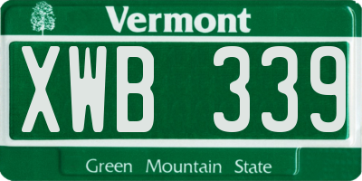 VT license plate XWB339