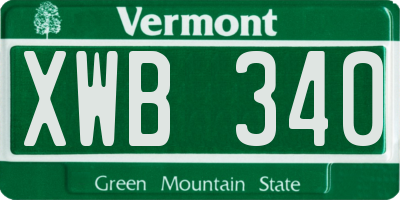VT license plate XWB340
