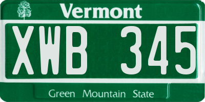 VT license plate XWB345