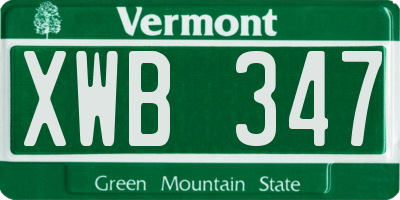 VT license plate XWB347