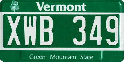 VT license plate XWB349