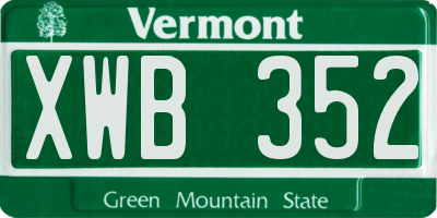VT license plate XWB352