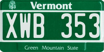 VT license plate XWB353