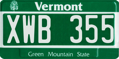 VT license plate XWB355