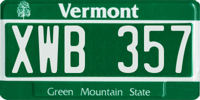 VT license plate XWB357