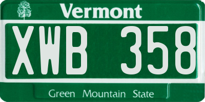 VT license plate XWB358