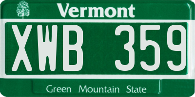 VT license plate XWB359