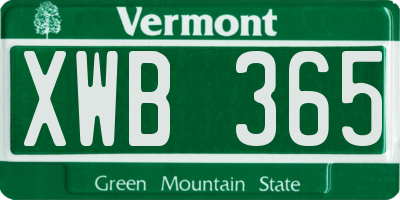 VT license plate XWB365