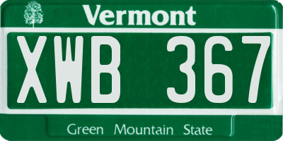 VT license plate XWB367