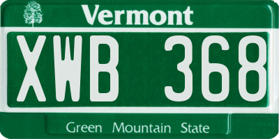 VT license plate XWB368