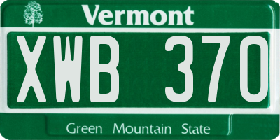 VT license plate XWB370