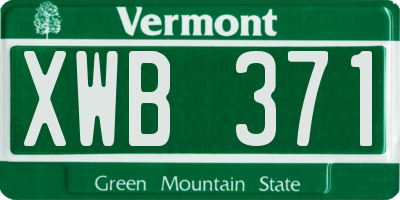 VT license plate XWB371